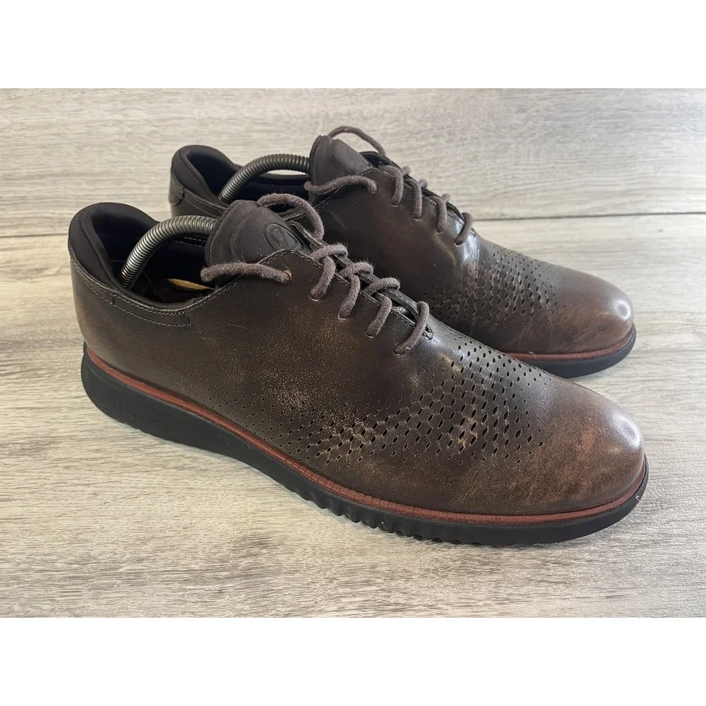 Cole Haan ZEROGRAND Laser Wingtip Men's Oxford Dress Shoes Size 10M C37086 Brown